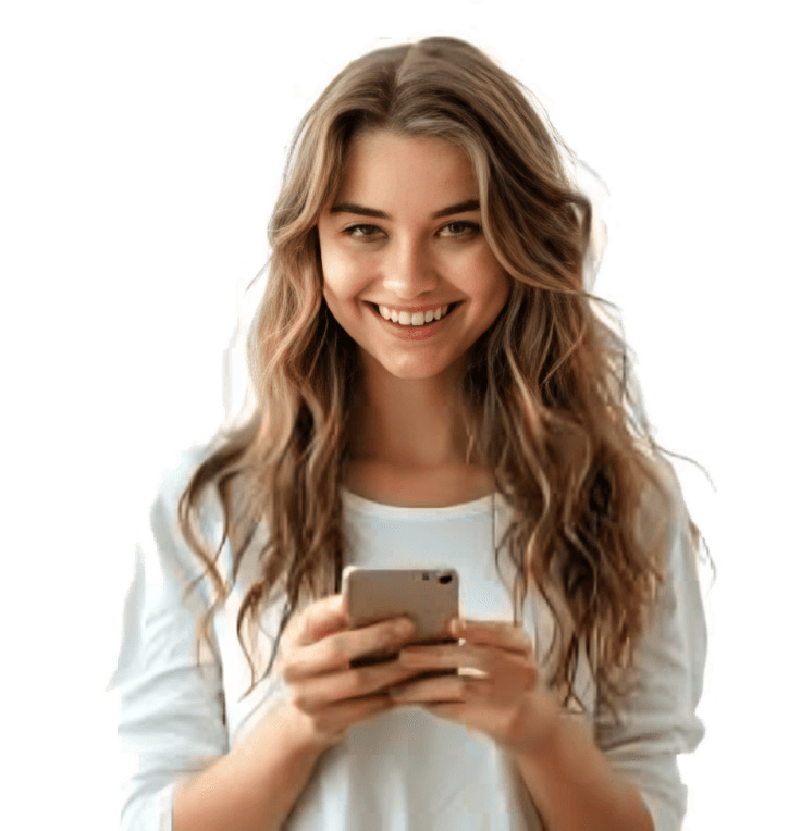 Happy woman with phone